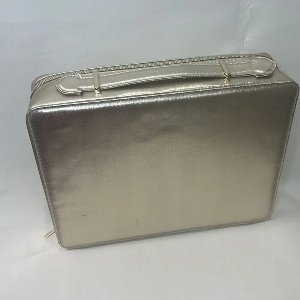 Lancôme Paris Gold Makeup Carrying Case Zippered With Handle Lined No Product